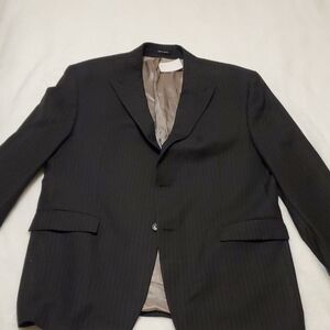 Men's Black Pinstripe Single-Breasted Blazer
